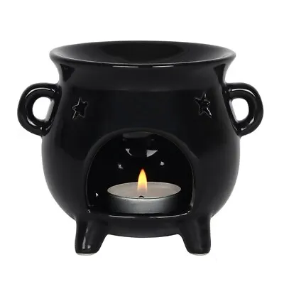 Black Cauldron Oil Burner Wicca Gothic Magic Wax Halloween Gift FI_04538 • £6.97