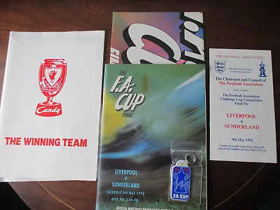 1992 Liverpool V Sunderland FA Cup Final Program Keyring Poster Menu & LFC Pack • £9.95