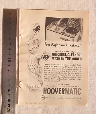 Hoovermatic Twin Tub Washing Machine Advertisement Removed From Magazine Hoover • £6.26
