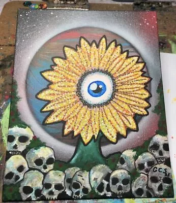 Space Daisy Skulls Outsider Surreal Original Geroge Silliman Art • $40