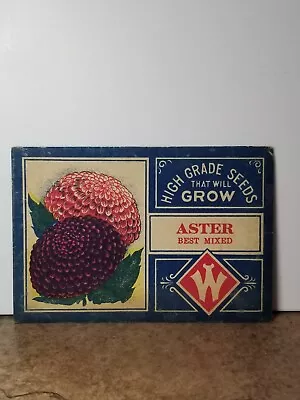 Vintage FLOWER SEED PACKET Aster International Litho Co Roch NY With SEEDS 3 3/4 • $14