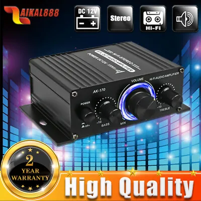 400W Power Digital Amplifier HIFI Mini 12V Stereo Audio AMP USB FM Mic Home Car • £12.85