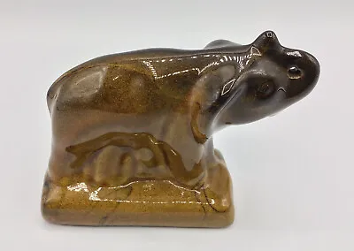 Vintage Van Briggle Small Pottery Varied Browns Elephant With Trunk Up Figure • $65
