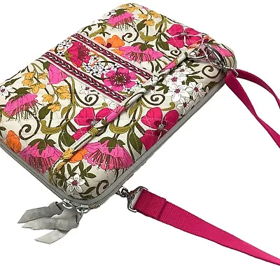 Vera Bradley Tea Garden Pink Floral Hard Shell Mini Laptop Ipad Case Bag Quilted • £30.31