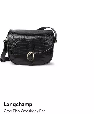 Longchamp Croc Flap Crossbody Black • $225