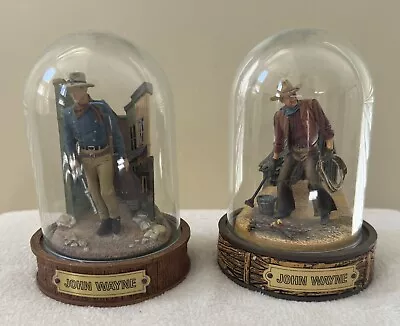 Lot Of 2 John Wayne Franklin Mint Hand Painted Sculptures W/ Glass Domes Ltd Ed • $29.95