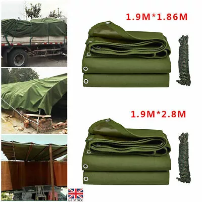 Heavy Duty Canvas Tarpaulin Outdoor Waterproof Dustproof Basha Boat Truck Cover • £33.75