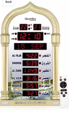 Digital Azan Athan Prayer LED Wall Clock For Home Office - Gold • $62.95