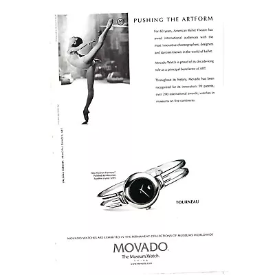 The Museum Watch Movado Tourneau New Museum Harmony ADVERT 2000s Print Ad • $9.50