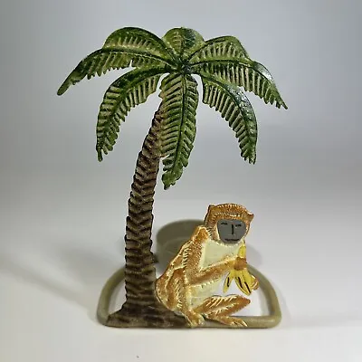 Vintage Small Metal Palm Tree/Monkey Tea Light Candle Holder 5” X 3.5” • $12.99