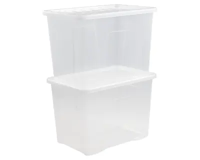 [Set Of 2] 80 Litres Stackable Storage Box With Lids Clear Plastic Containers • £24.49