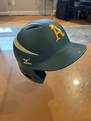 Mizuno Adult Green Baseball Batting Helmet 380158 One Size Used A’s Sticker • $22