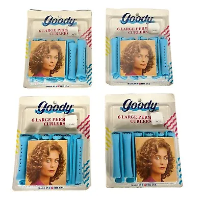 6-pack Vintage 80s Goody Blue Large Perm Rod Curlers Snap Lock Clasp #430/4 (4) • $39.97