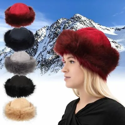 Womens Winter Warm Russian Fluffy Faux Fur Mongolian Hats Thick Ear Snow Ski Cap • $11.69