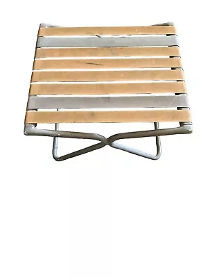 Vintage Mid Century Retro Vinyl Straps Aluminum Patio Ottoman End Table Outdoor • $39.99