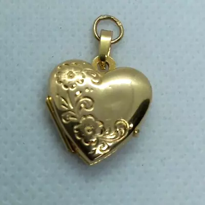 9ct Gold Heart Locket Pendant Charm Weight 1.6 Grams 16mm Wide Small Dents • £80