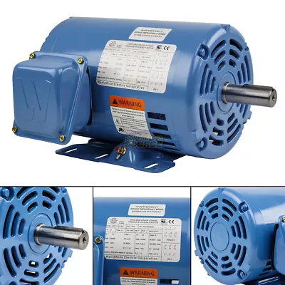 1.5 HP 3 Phase Electric Motor 1800 RPM 145T Frame ODP Open Drip Proof 230/460V • $289.95