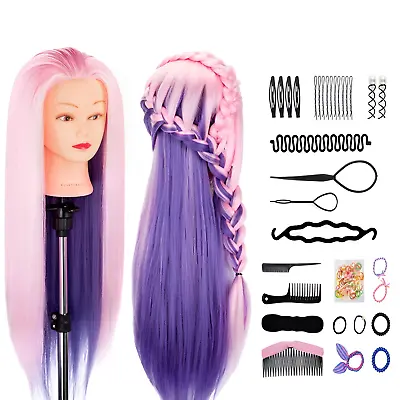 24 Inch Salon Training Head Hairdressing Practice Mannequin Doll & Braiding Set • £19.99