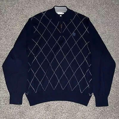 Peter Millar Blue Half Zip Pullover Wool Sweater Mens Size L • $24.99