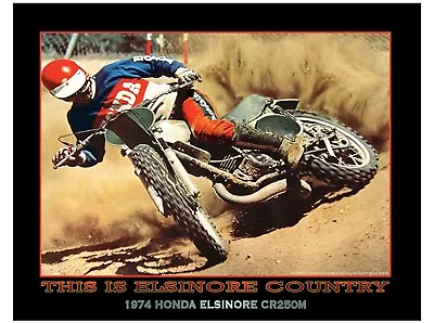 Vintage Motocross Honda Elsinore 1973 - 1974 CR250 20 X26  Large MX VMX ArtPrint • $49.99