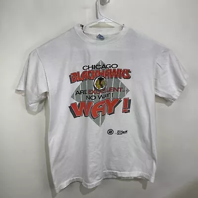 Vintage Chicago Blackhawks Waynes World T Shirt Rare Single Stitch XL Hockey • $34.99