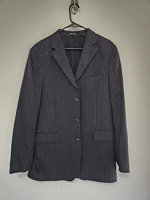 PINSTRIPED BLACK J.CREW WOOL SPORT COAT Sz 42L Three-button Blazer / Suit Jacket • $11.73