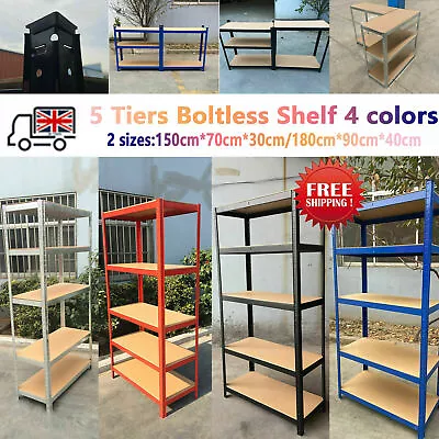 5 Tier Heavy Duty Boltless Metal Shelving Shelves Storage Unit Racking Garage A+ • £22.20