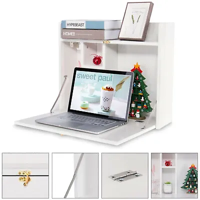 Office Wall Mounted Laptop Table Floating Multifunctional Foldable Computer Desk • $69.99