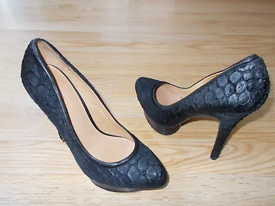 $325 L.A.M.B. Nikko Shoes Platform Heels Black Haircalf Real Fur Sz 9 M NEW • $79.99