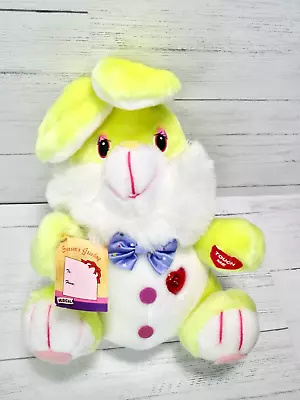 Yellow Bunny Rabbit Plush Stuffed Animal Musical Light Up MWI Touching Heart Vtg • $49.99