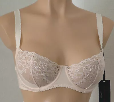 Charnos Hourglass Hg001 Underwired Half Lace Semi-sheer Balconnet Bra Blush • £25