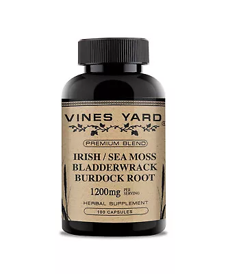 Vines Yard® Sea Moss | Irish Moss Bladderwrack Burdock Root (100 Capsules)  • $24.95