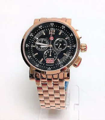 Michele Sport Sail Rose Gold Toneblack Dialchronobracelet Watch  Mw01k00b3002 • $945.34