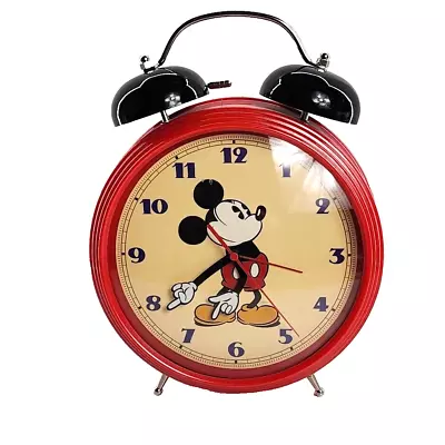 Vintage Disney Mickey Mouse Classic Clock With Bell Alarm 9.5x8  Tested Works • $24.99