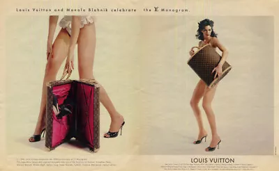 Louis Vuitton & Manolo Blahnik Celebrate Monogram Luggage Ad 1996 Undies Model • $9.99