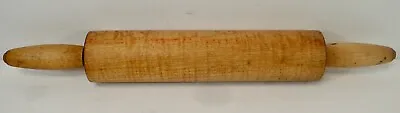 Vintage Maple Wood Rolling Pin W/ Light Tiger Striping 15 1/2  X 1 3/4  Lot 11 • $11.17