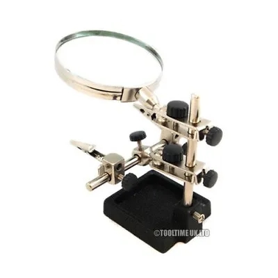 Heavy Duty Helping Hand Magnifier Magnifying Glass Soldering Clamp Stand • £7.99