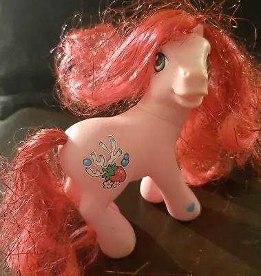 My Little Pony MLP Strawberry Reef Pink G3 2004 Red Tinsel Hair Coral Cutie • $12.99