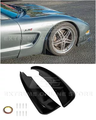 EOS GM XL Extended Glossy Black Front Splash Guards Mud Flaps For Corvette 97-04 • $99.98