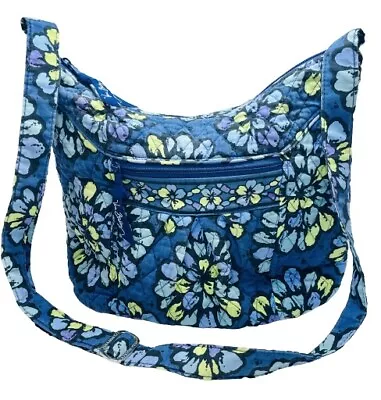 VERA BRADLEY Purse Indigo Pop Blue Floral Shoulder Bag Crossbody Quilted Tote • $19.99