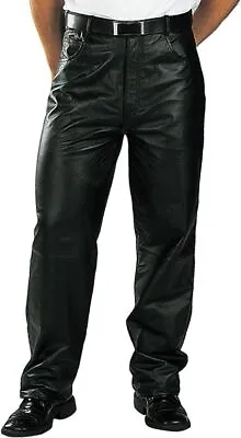 Black Leather Pant 100% Premium Pure Lambskin Leather Biker Jeans For Mens • $134