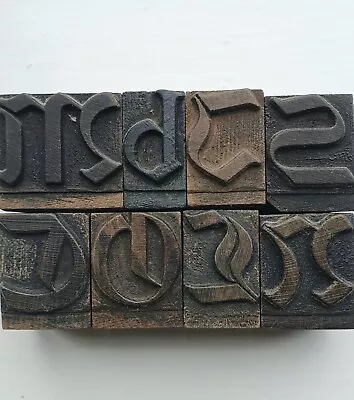 £15 • Buy Authentic Wooden Printing Blocks. Tudor Style Font 8 Blocks Lovely Patina 