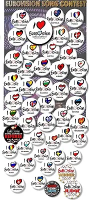 £2.99 • Buy Eurovision Song Contest Party Badges/great Eurovision Sweepstake 2~ 55 Mm/ 2.1  