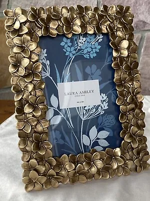LAURA ASHLEY Gilded Gold Resin Textured Flower Picture Frame  4 X6  BRAND NEW • £18.29