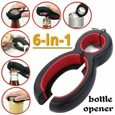 Kitchen Tool Open Lid Gadget Manual Cap Opener Twist Can Bottle Jar Multi 6 In 1 • £6.49