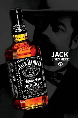 Jack Daniels - Bottle And Jack POSTER 61x91cm NEW * Jack Lives Here • $12.95