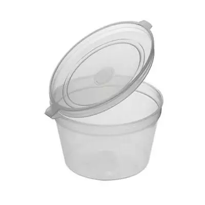 4oz HINGED LID Container Clear Plastic  SAUCE Cups | Deli/Takeaway/Tub/Pot • £15.95