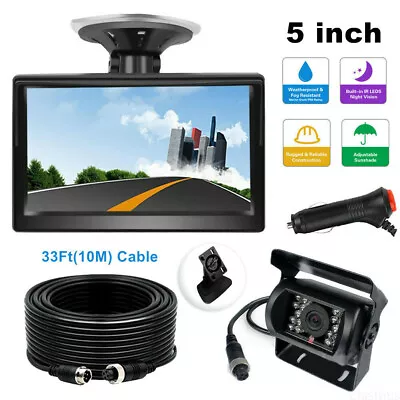 5  Monitor 4Pin IR CCD Reversing Rear View Camera 10m 12v 24v Kit For RV Caravan • $64.99