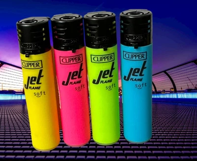 £4.85 • Buy 4 X Clipper Lighters FLUORESCENT SOFT Jet Windproof Flame Gas Lighter Refillable