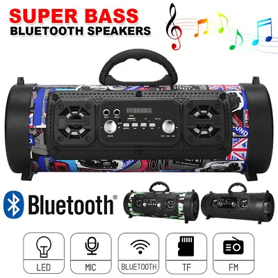 $31.99 • Buy Wireless Bluetooth Portable Speakers Stereo Bass USB/TF/ Radio Outdoor Subwoofer